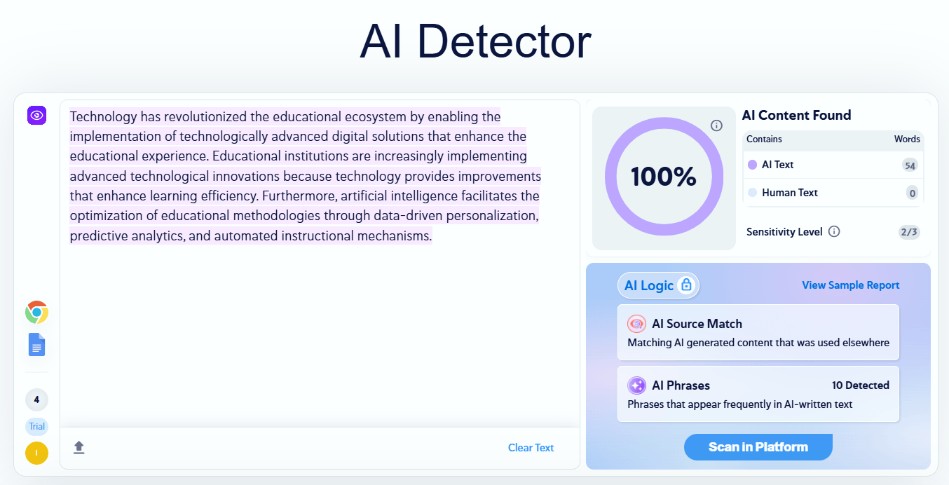 before humanizing AI detection
