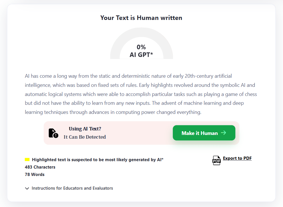 ZeroGPT result for HumanizeAI.pro humanized text