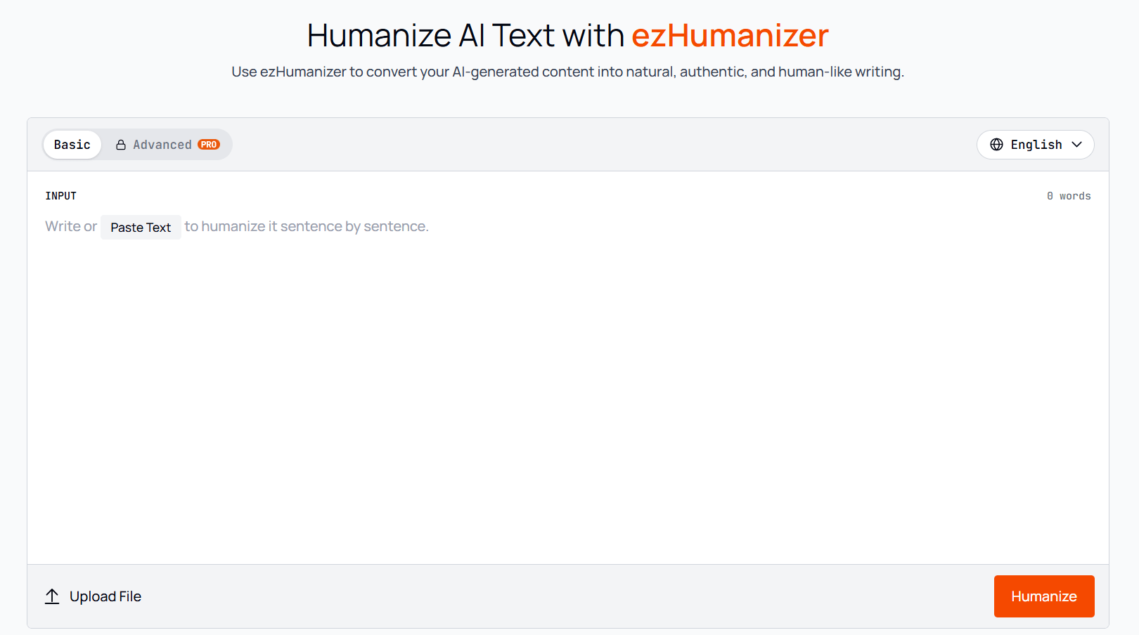 ezHumanizer tool interface